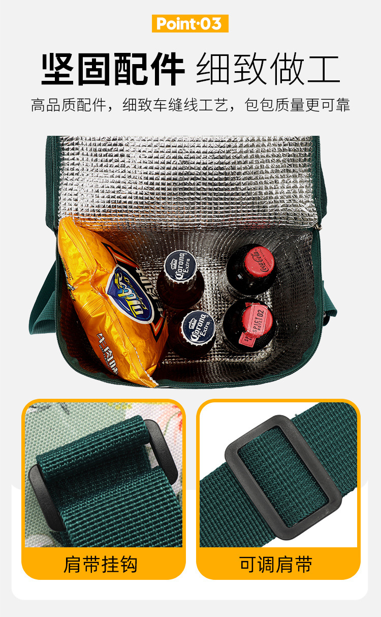 SAN Neng Cross-border thickened lunch bag, hand-held outdoor ice pack, new insulated bag, large capacity lunch box bag, picnic ice pack pic 7