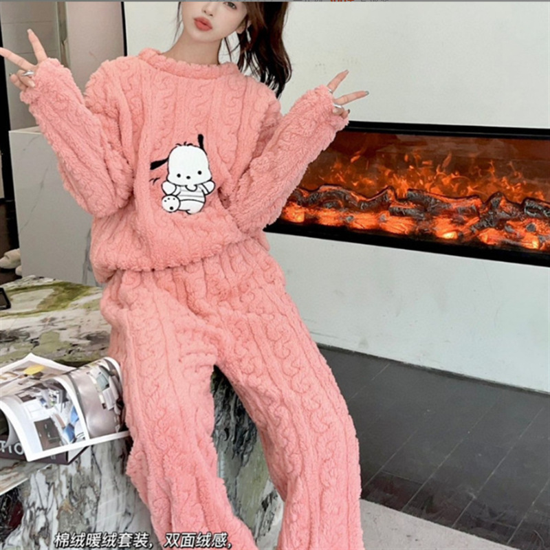 秋冬珊瑚绒暖暖套装印花睡衣家居服舒棉绒提花情侣套装批发长袖详情13