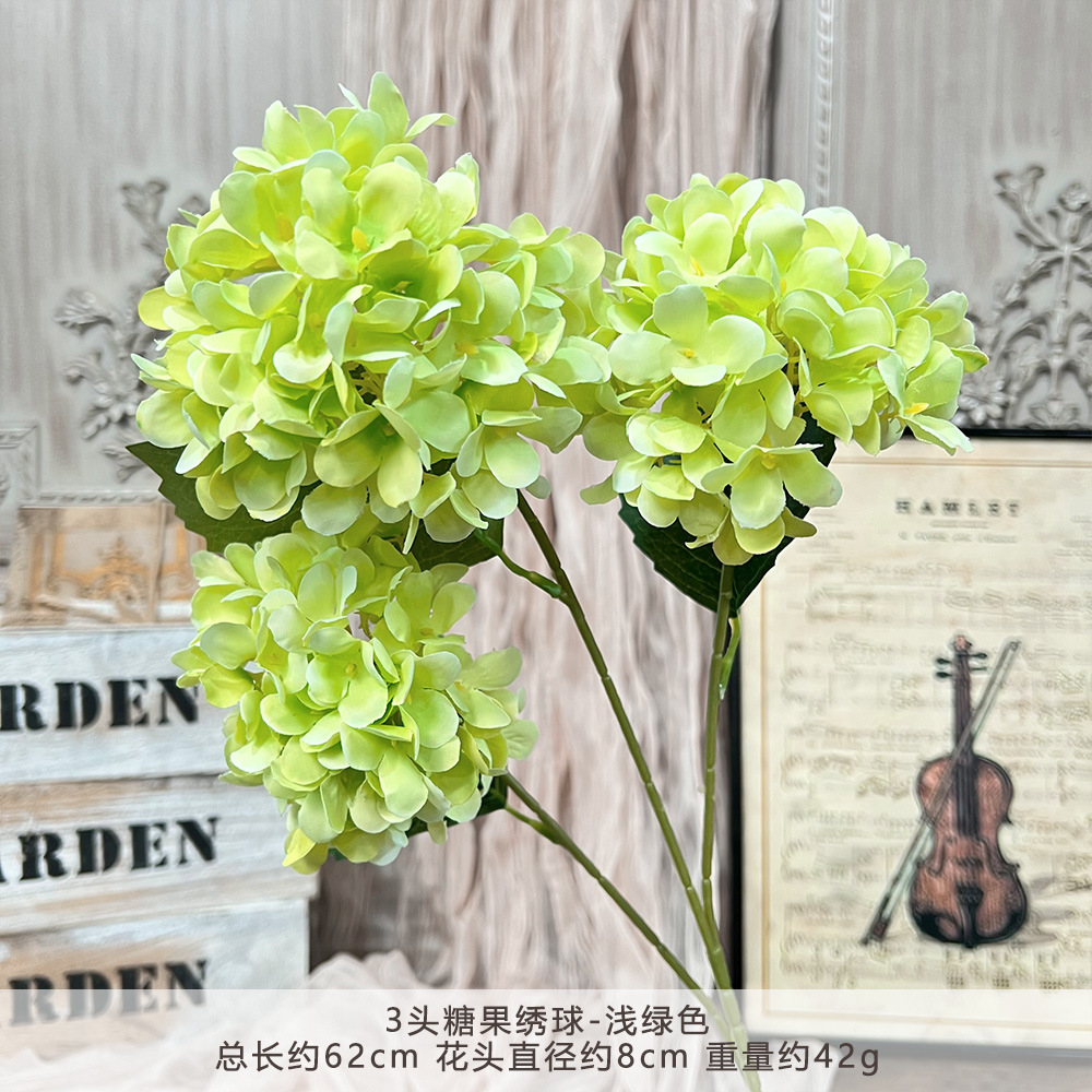 仿真3头糖果绣球假花婚庆用花束手工花艺婚礼堂造景diy花墙地排花详情20