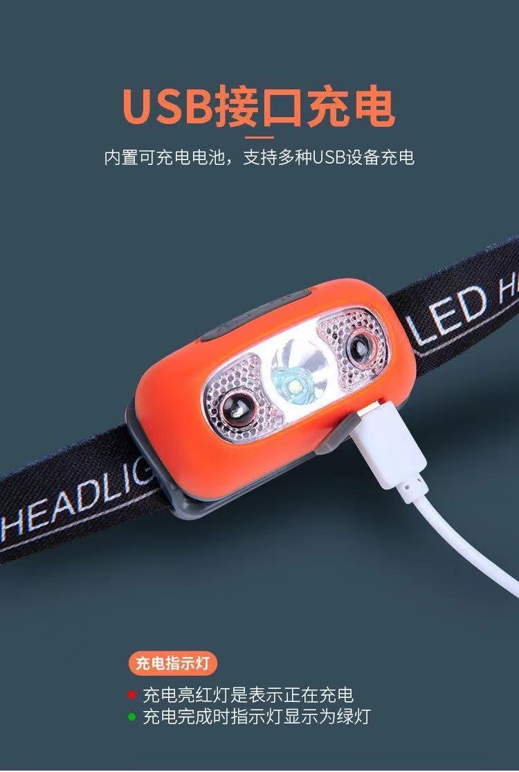 Induction headlamp, high-intensity rechargeable, ultra-bright long-range fishing night light, LED head-mounted outdoor portable work light pic 5