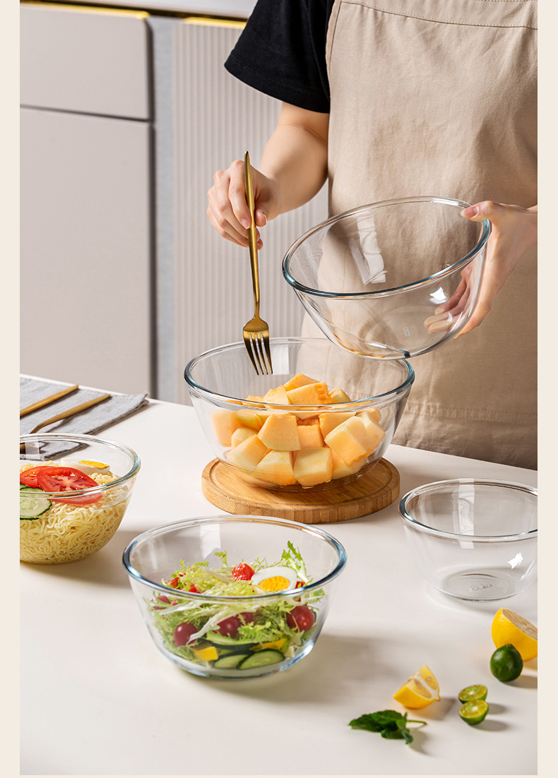 耐高温透明玻璃碗家用蛋糕烘焙玻璃和面盆打蛋沙拉泡面碗大号汤碗详情5