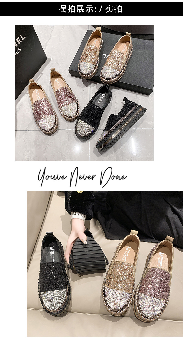 跨境外贸2023春季大码休闲单鞋女新款乐福鞋厚底平底水钻时尚女鞋详情16