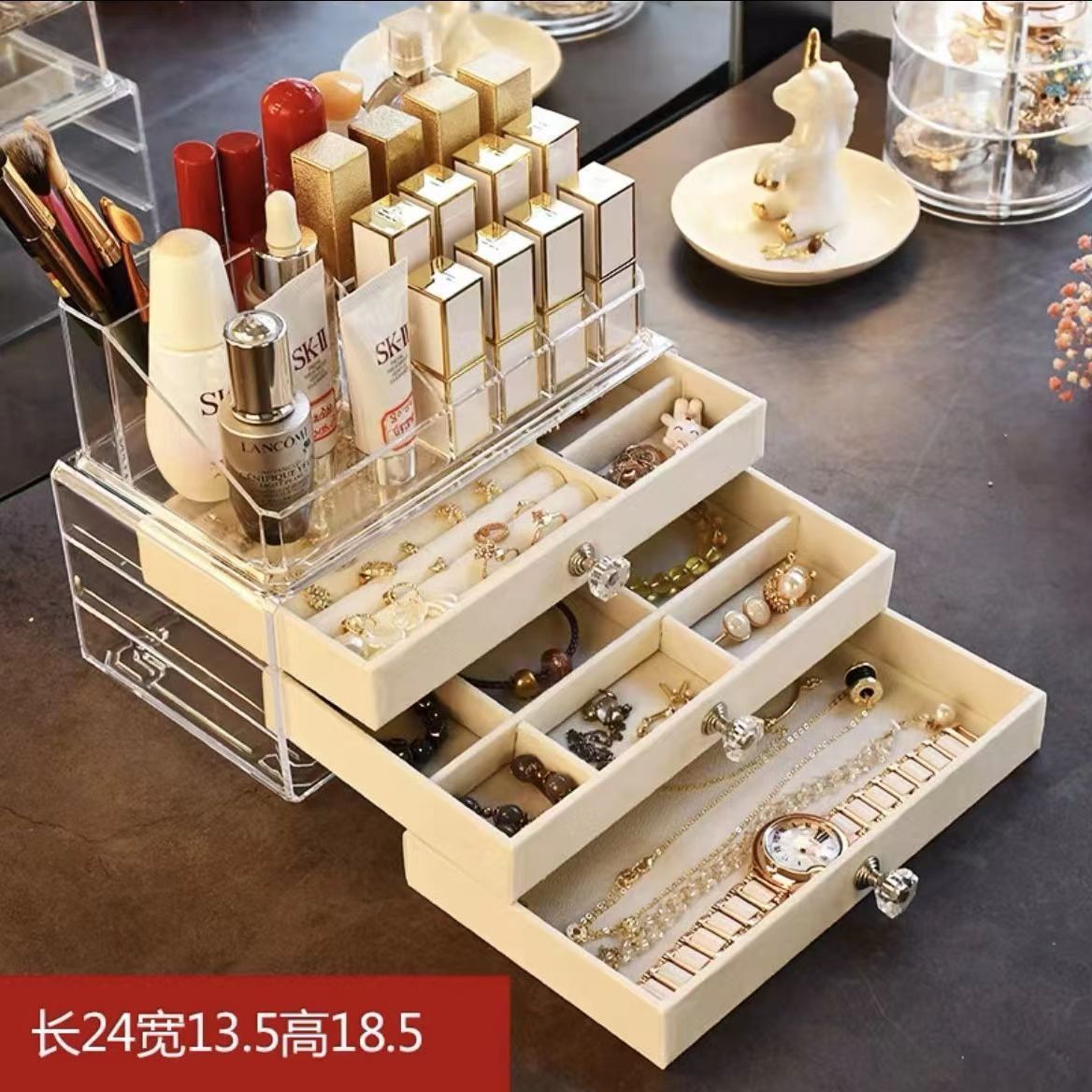 16-compartment multi-functional lipstick stand, desktop dressing table, large-capacity brush makeup rack, storage box, direct supply from the manufacturer pic 5