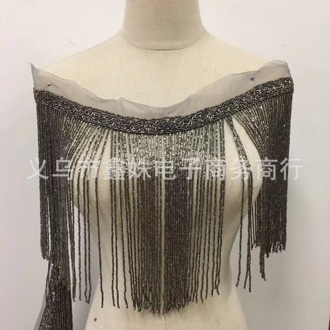 28cm fashionable tube beads, round beads, glass beads, tassels, fringed accessories, suitable for dance costumes pic 11