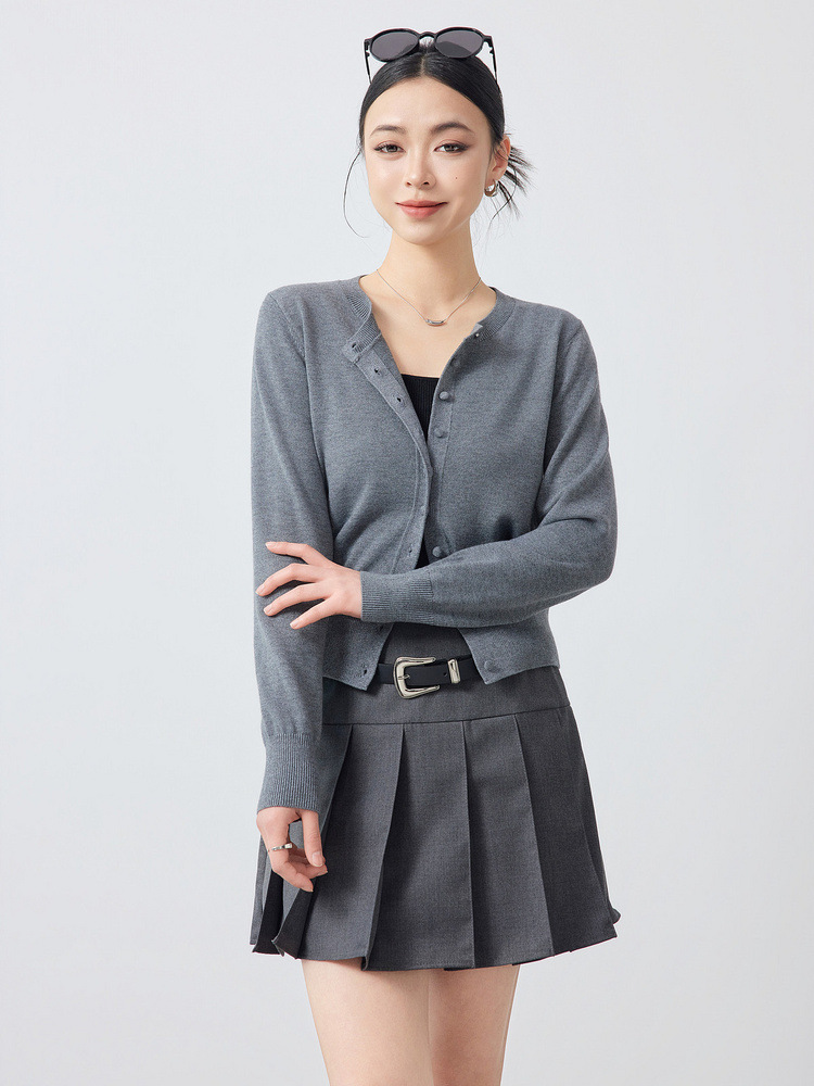 墨麦客女装气质通勤针织开衫女2026春季新款羊毛混纺外套女10175.详情2