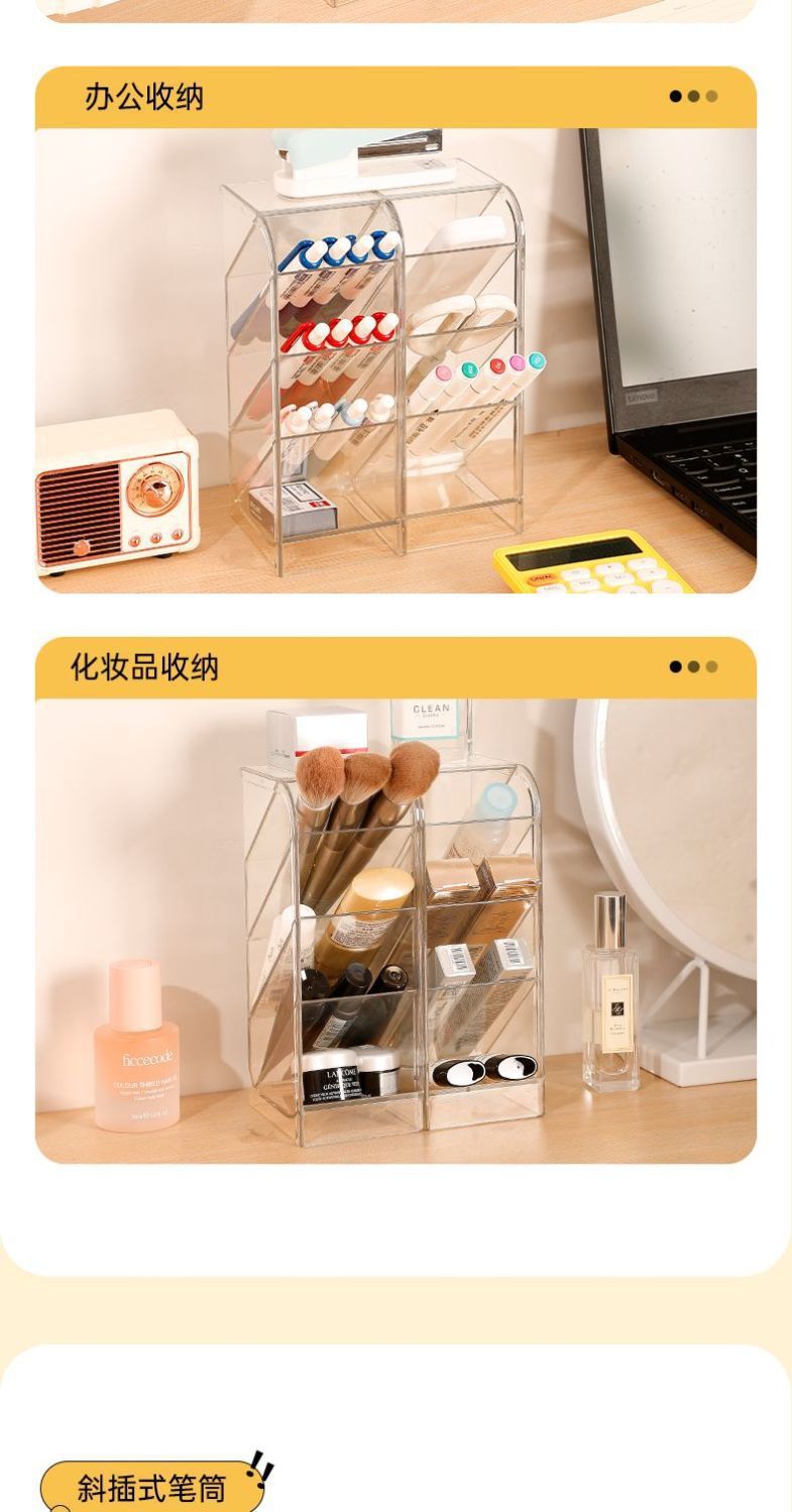 A slanted pen holder for women, an ins Nordic style, simple and transparent pen holder, a multi-functional pen bucket, and a student storage box pic 8