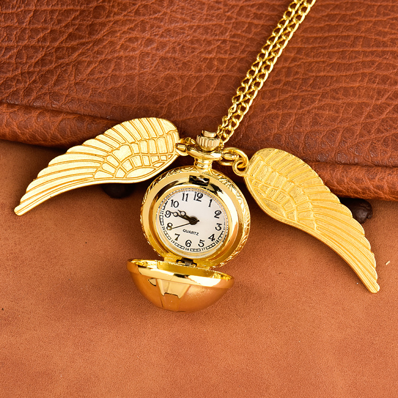 Small golden blue ball pocket watch with golden small light ball and large wings manufacturer wholesale 8890 pic 4