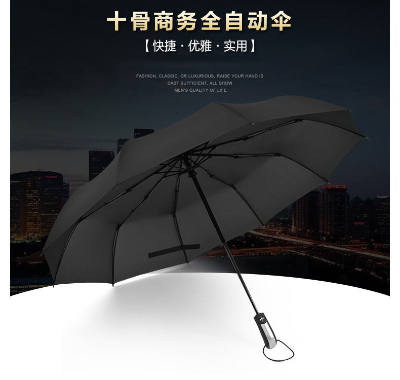 三折全自动晴雨伞折叠伞男商务伞复古绅士雨伞定雨伞logo广告伞详情26
