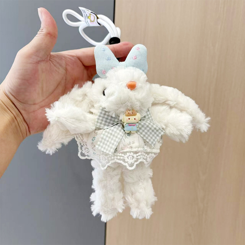 多巴胺格子长耳兔包包挂件小饰品可爱钥匙扣公仔玩偶兔子毛绒玩具详情47