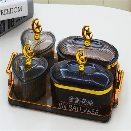 轻奢高颜值玻璃果盘商用水果拼盘家用创意分格干果盒小吃零食盘详情17