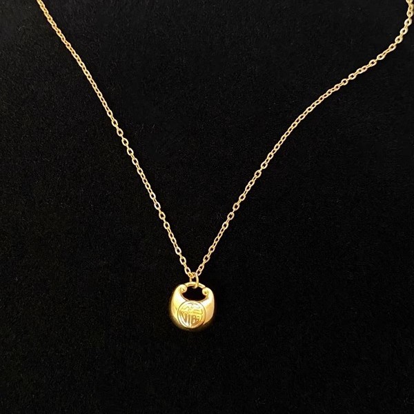 2025 New style Golden Tuotuo Little Fat Fortune Necklace, cute girl, Golden Dundun Auspicious Cloud Fortune Bag, solid collarbone chain pic 1