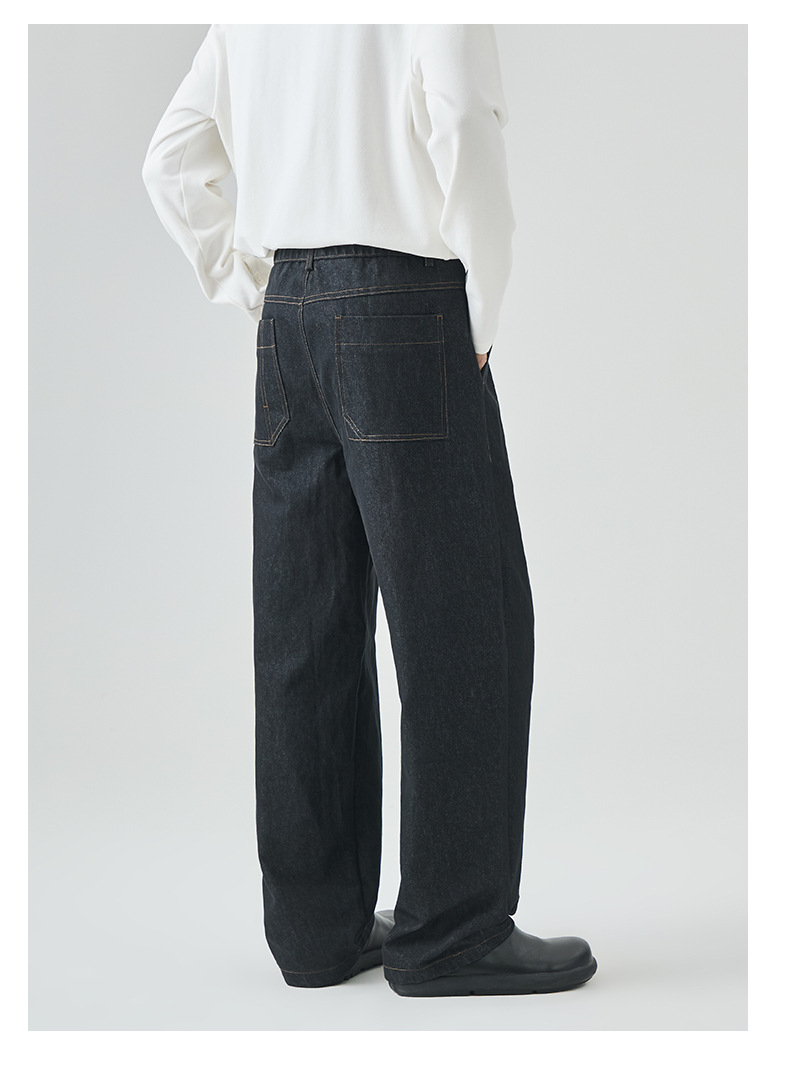 APO男装|跨境牛仔裤男款美式高街秋季潮牌痞帅宽松直筒休闲长裤子详情29