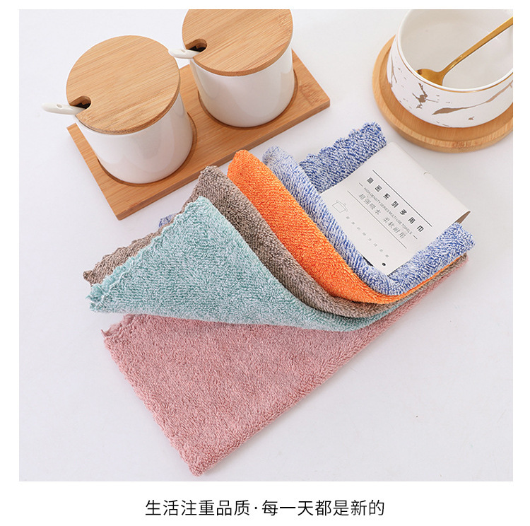 【 Chi Jia 】 Full Sky Star Coral Fleece square Towel, soft absorbent hand towel, Kitchen cloth, hanging small towel, plain color pic 14