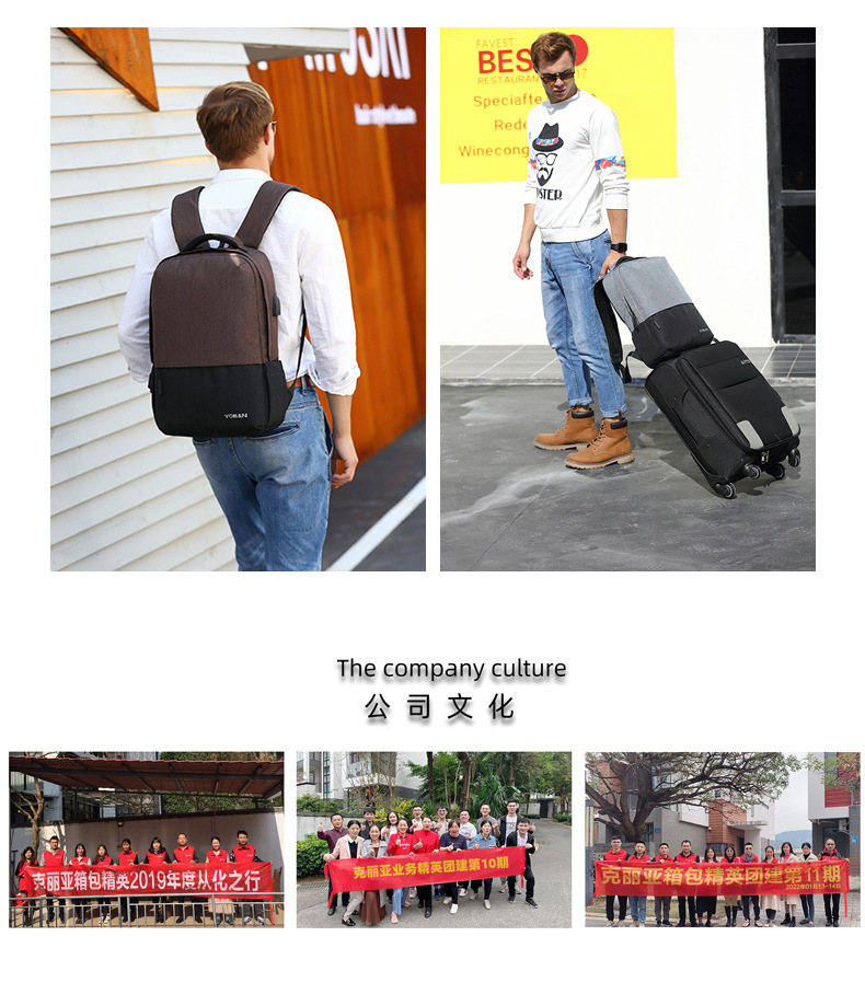 跨境大学高中生双肩包大容量书包商务出差电脑防水休闲男士背包详情17