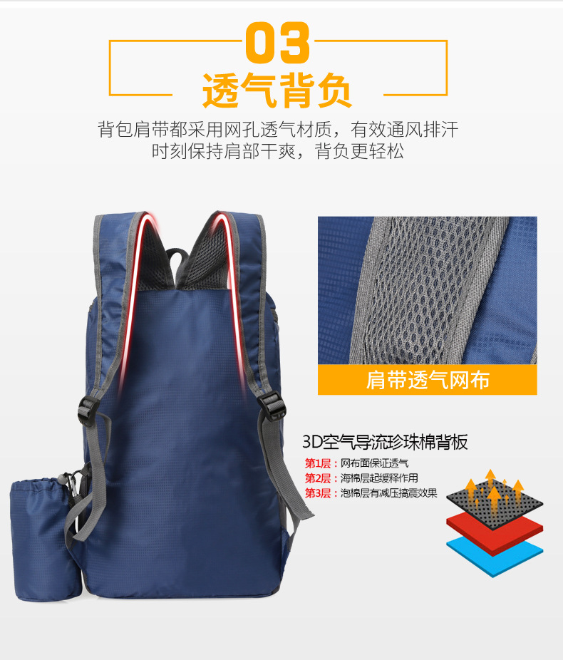 跨境新款双肩包折叠包大容量轻便防水户外包运动旅行背包可印logo详情5