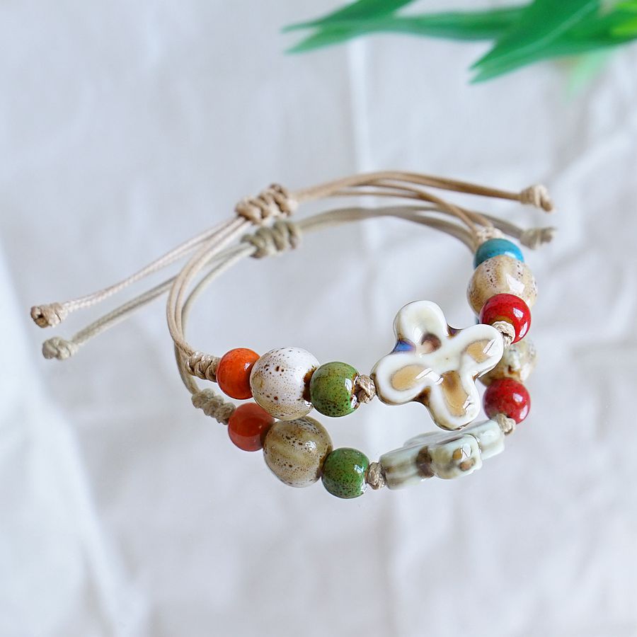 Jingdezhen ceramic woven bracelet for women, new Chinese-style artistic best friend, forest-themed ancient style bracelet gift wholesale pic 12