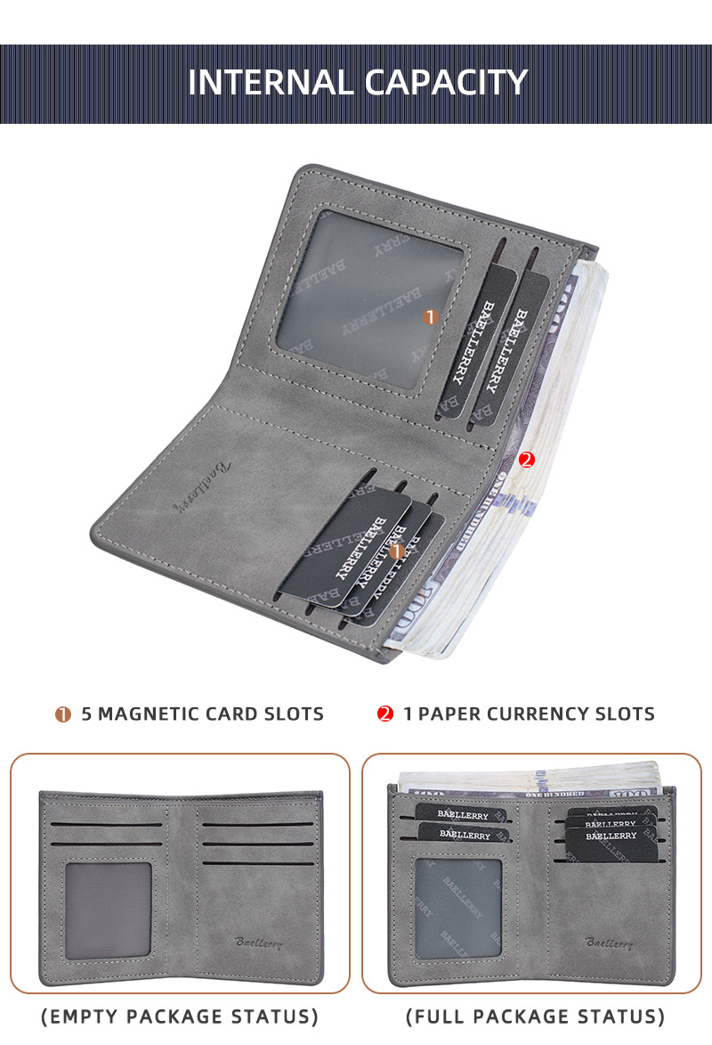 新款男士短款钱包跨境薄款磨砂皮商务两折钱夹高级感学生简约票夹详情4