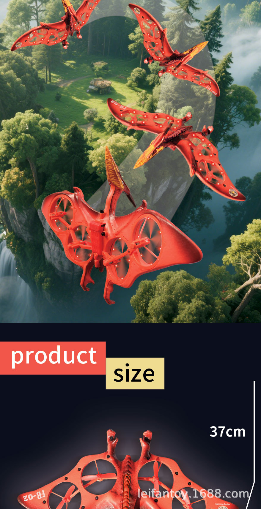 Cross-border foreign trade remote control aircraft, wing Loong fighter jet, dinosaur simulation, cool lights, quadcopter toy pic 12