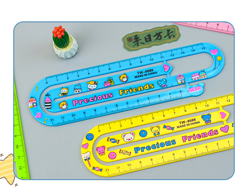 创意回形针造型尺子学生卡通直尺测量绘图尺趣味学生文具尺子详情3