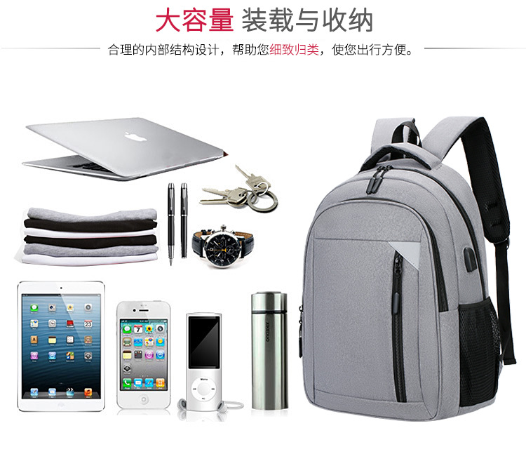 Wholesale 2023 New business double backpack, wear-resistant, water-repellent, large-capacity travel computer bag, casual, fashionable and simple pic 11