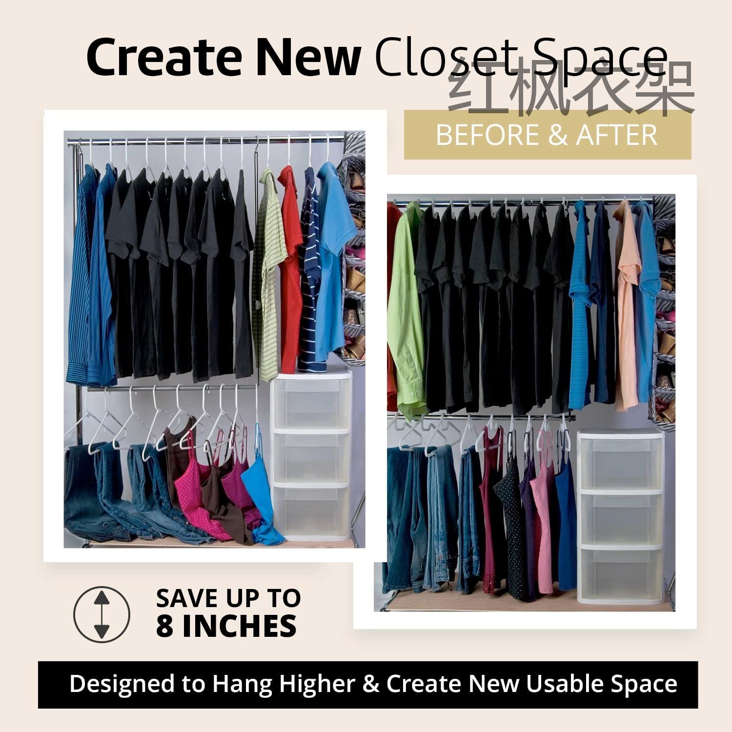 New personalized short-necked hanger that saves vertical space, anti-slip, dry and wet dual-purpose, shorter height, ultra-thin plastic hanger pic 28