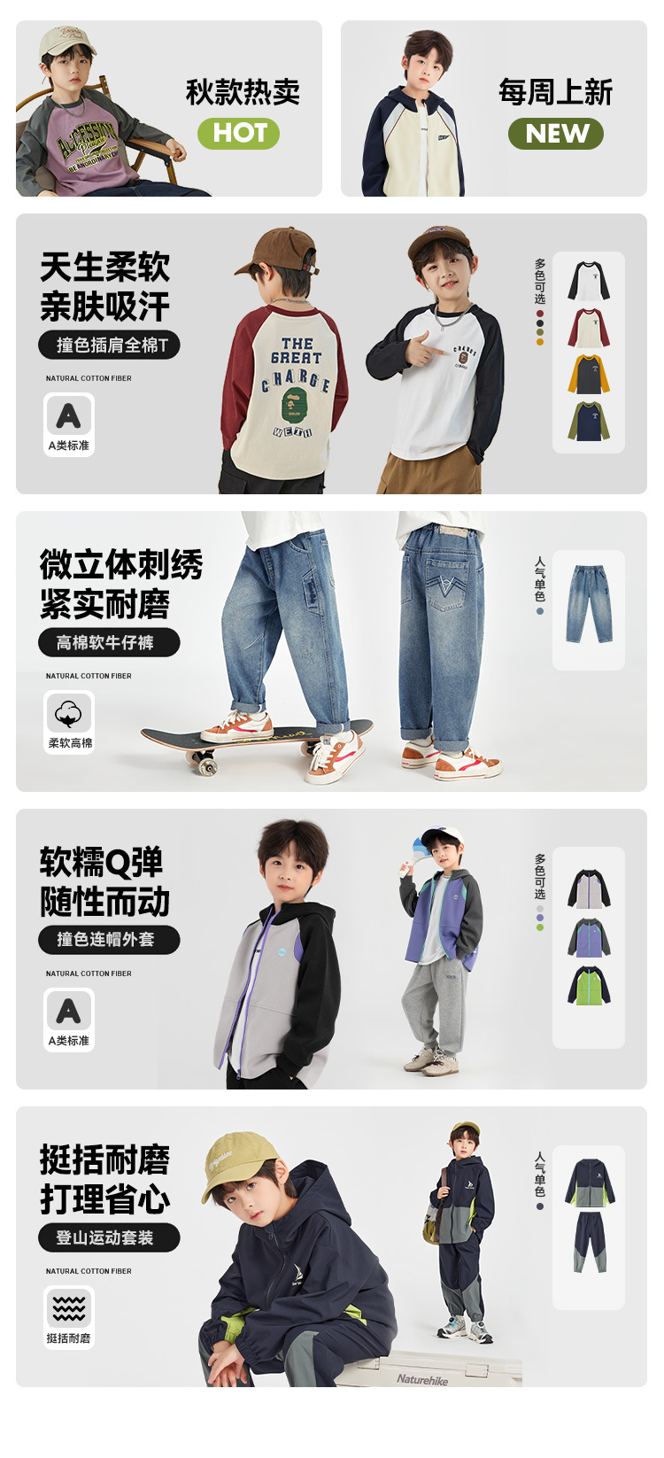 多多家男童牛仔裤2025秋季柔挺有型百搭质感儿童宽松复古休闲长裤详情2