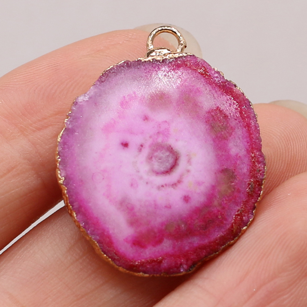 跨境天然不规则圆形玛瑙吊坠DIY饰品配件手工耳环项链制作批发详情6