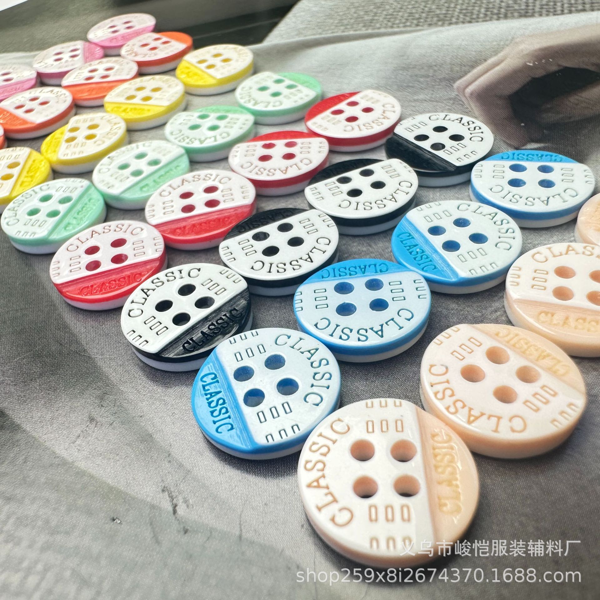 峻恺树脂马卡龙扣四眼两眼衬衫连衣裙纽扣子童装木头花形衣扣详情5