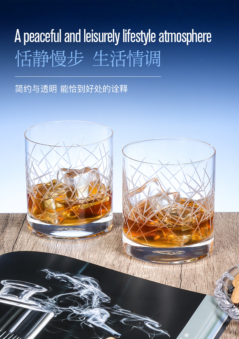 捷克进口水晶烟灰缸刻花威士忌酒杯双层烟灰盒商务礼品实用送客户详情8
