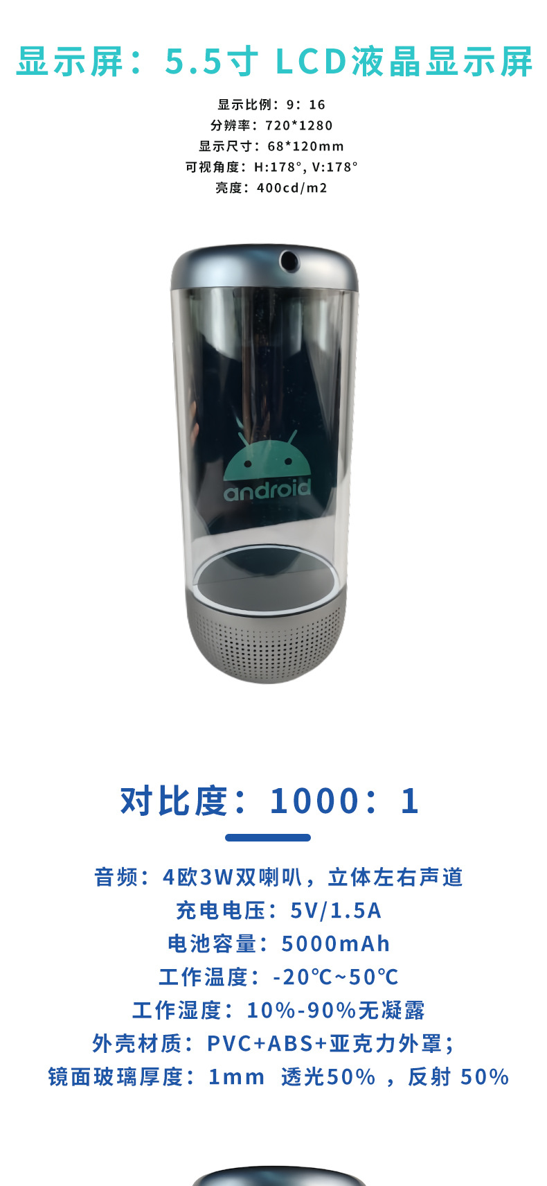 Source factory 5.5-inch digital human holographic cabin, AI digital human, AI voice model, voice assistant, virtual human pic 4