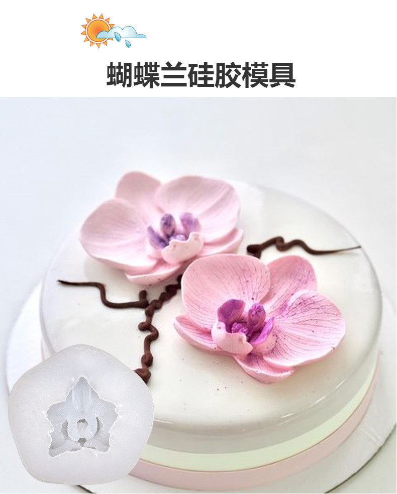 精艺蝴蝶兰硅胶模具DIY滴胶模具花朵蛋糕烘焙石膏蜡烛模一件代发详情2