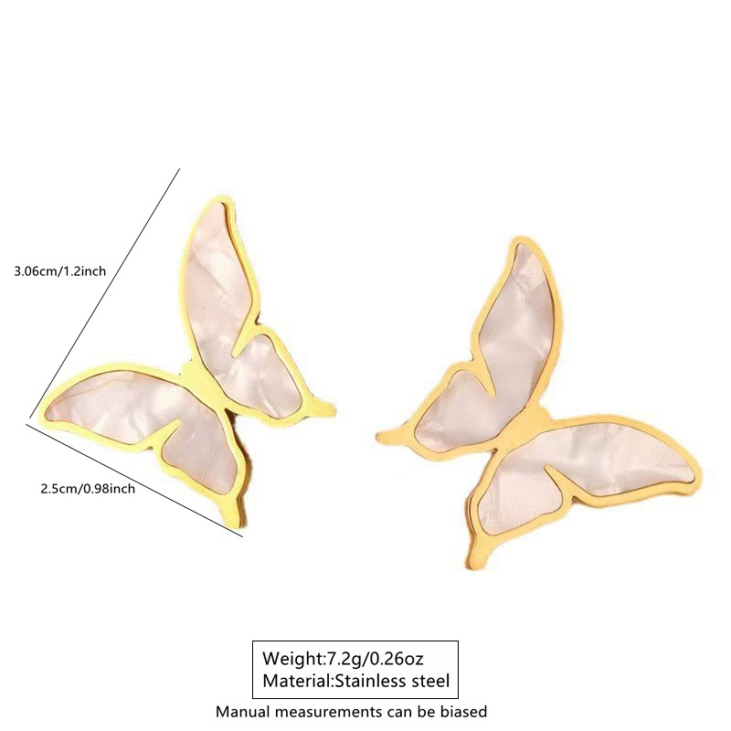 独立站热卖跨境耳环蝴蝶形耳环女秋冬饰品可爱风耳饰女东莞钛钢详情7