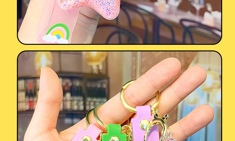 创意入油液体流沙钥匙扣五角星卡通海洋世界漂浮钥匙链小礼品批发详情14