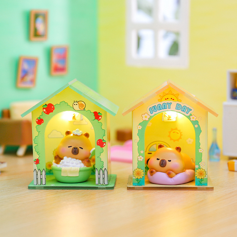 新款抖音同款卡皮巴拉快乐宅生豚豚仔盲盒创意带房桌面摆件礼物详情41