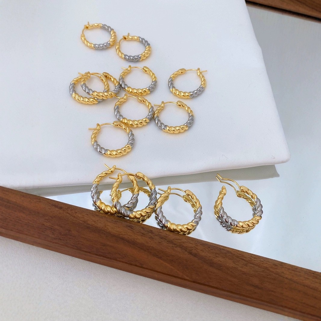 New twist circle earrings for women, small, exquisite, versatile, simple and cold style stud earrings pic 1