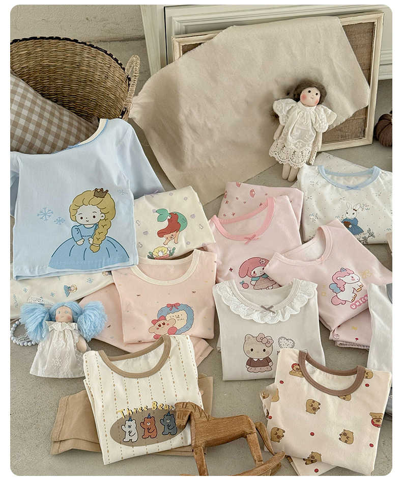 2025绿博尔现货批发a类卡通亲肤莱卡棉儿童家居服秋衣秋裤套装详情16