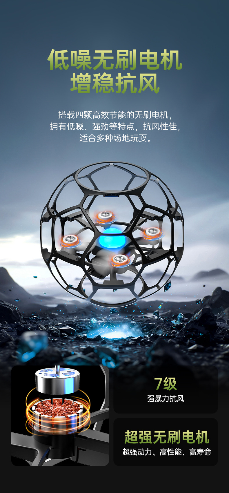 智能悬浮大直径航拍刷飞行球儿童教学专用竞赛足球无人机详情2