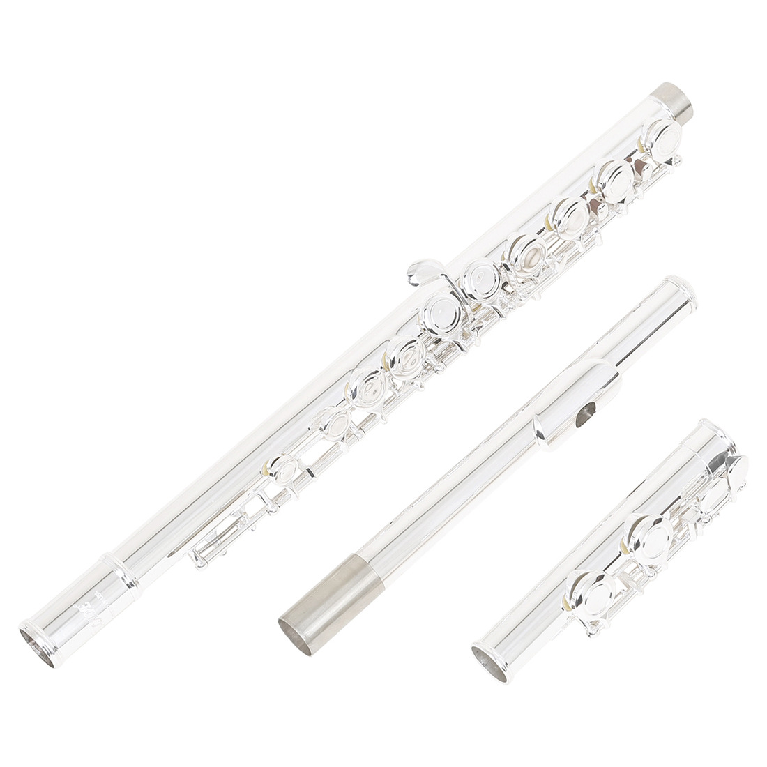 Cross-border silver-plated flute, 16-hole closed-hole C major silver flute, white copper curved flute, professional performance flute pic 7