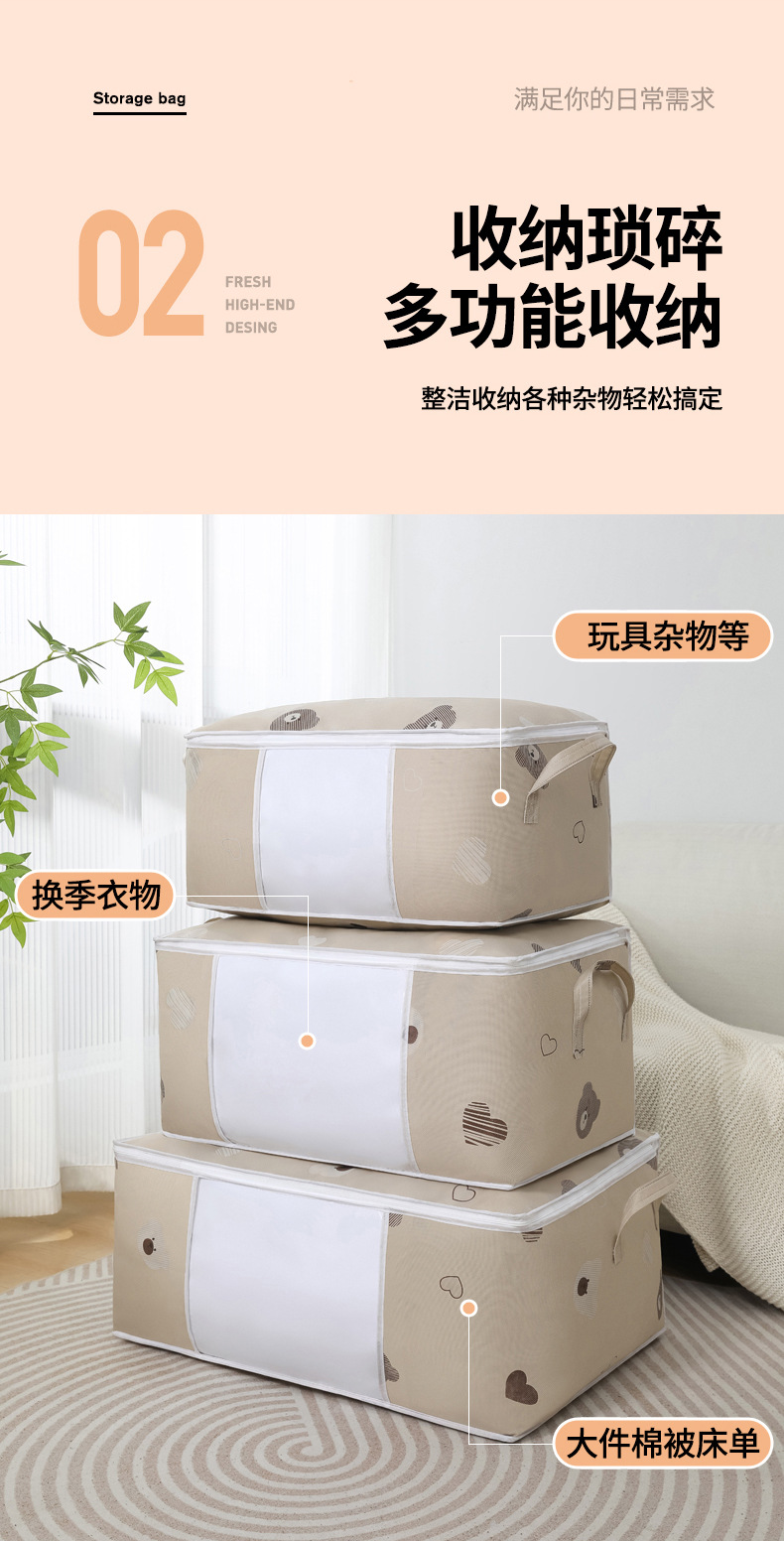 衣服收纳袋大容量搬家专用袋拉链式防潮被子床底收纳箱带提手袋子详情16