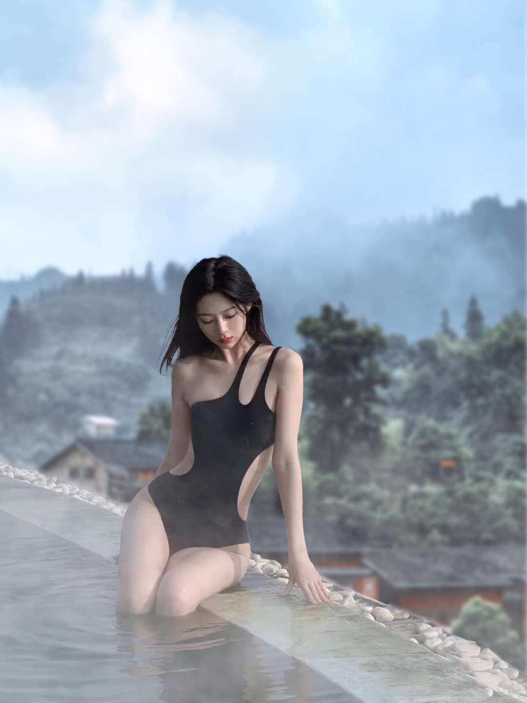 泳衣女夏新款性感小红书网红连体黑色单肩露背时尚泡温泉度假泳装-107030 pic 42