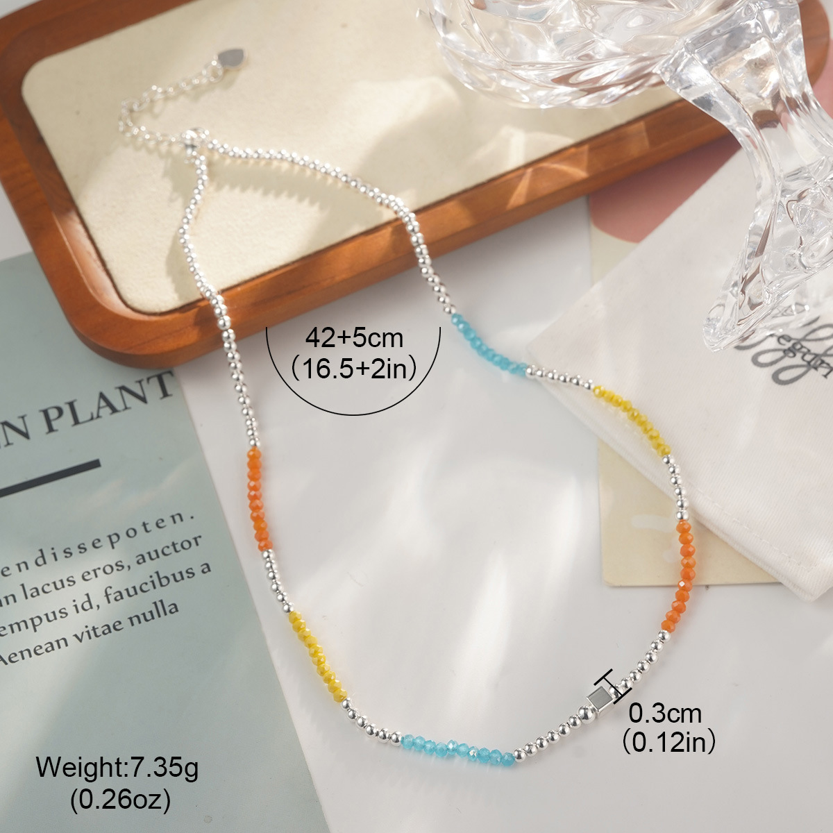 Candy-colored heart-shaped beaded necklace, summer dopamine smiling face heart-shaped collarbone chain, colorful color-blocking niche sweater chain pic 31