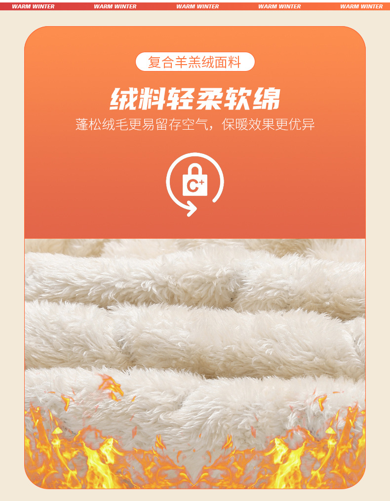 秋冬款加绒加厚羊羔绒加大加肥保暖御寒科技升温裤子休闲棉裤直筒详情4