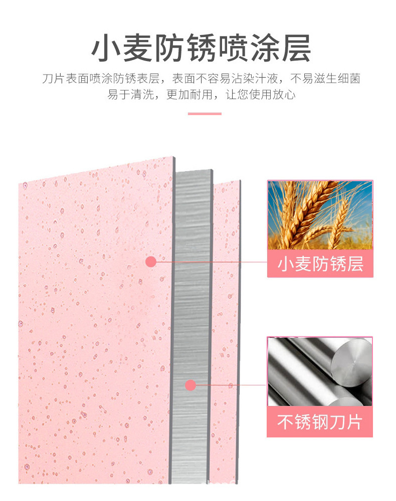 跨境现代不锈钢麦秆六件带刀套马卡龙七彩色厨房刀具套装详情9