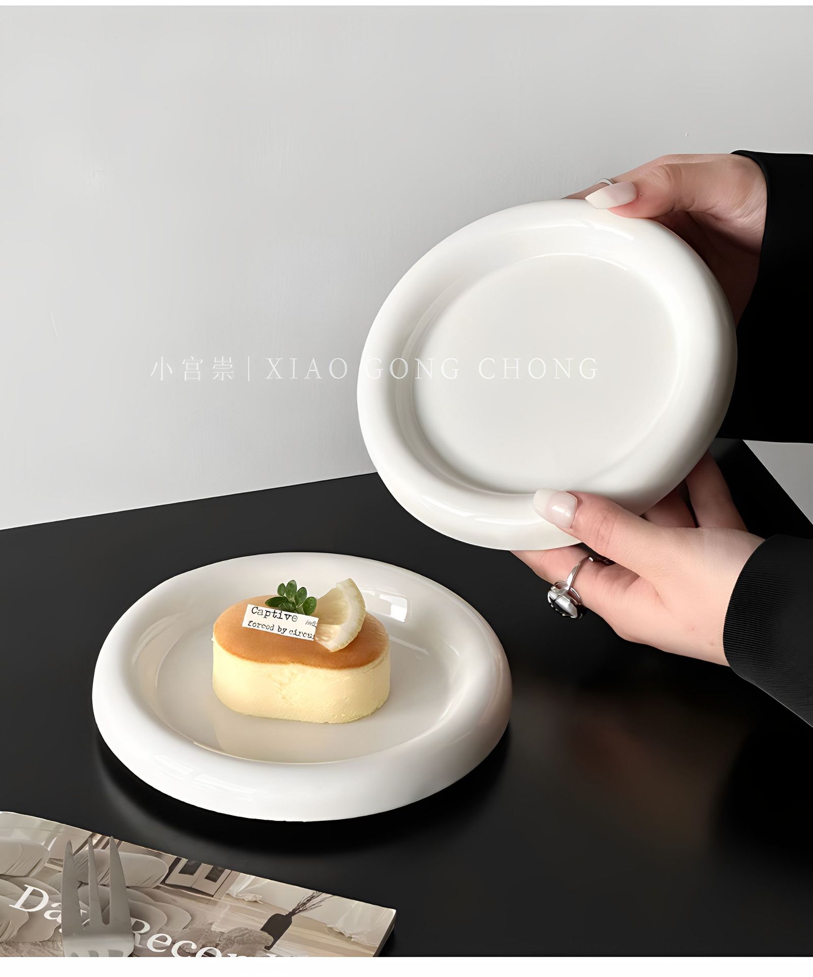 ins风胖嘟嘟甜品盘高颜值家用纯白陶瓷盘奶fufu蛋糕盘早餐盘盘子详情3
