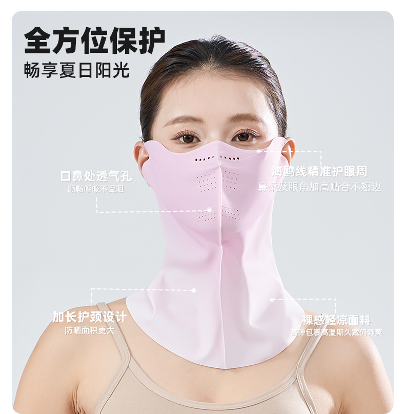 夏季爆款防晒面罩防紫外线冰丝防晒面纱脸基尼女透气护眼防晒口罩详情8