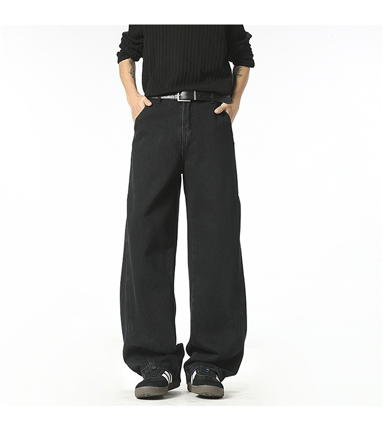 Custom-made 2026 Spring new denim blue jeans for men, American streetwear brand, retro scimitar pants, straight-leg trousers pic 26