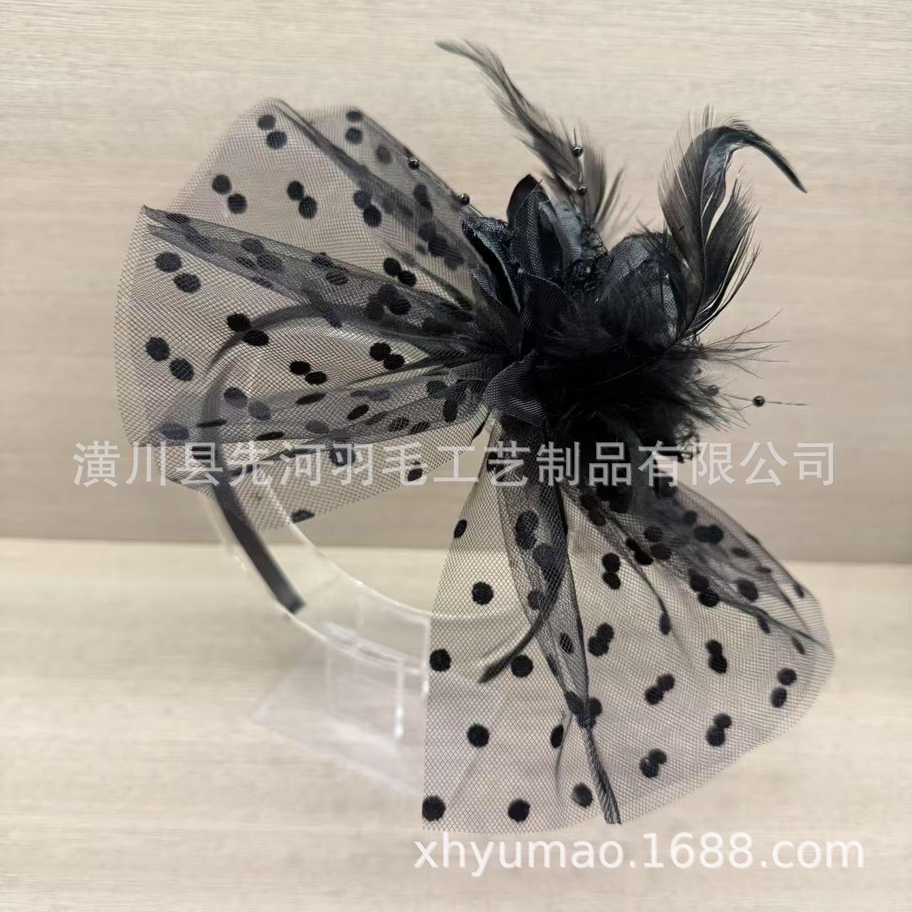 复古风羽毛花朵网纱发箍新娘婚礼礼帽旅拍头饰饰品发饰头纱详情28
