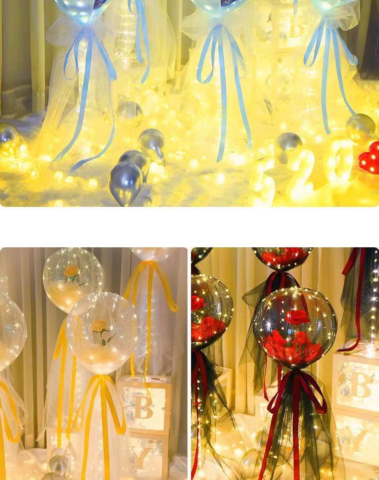Glowing balloons, wedding room decoration, birthday arrangement, bouquets, bouncy balls, roses, romantic proposal pic 19