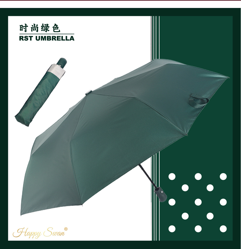 Automatic three-fold silver rubber umbrella, plain semi-automatic umbrella, 21-inch sun protection, foreign trade supply, in stock, advertising umbrella pic 15