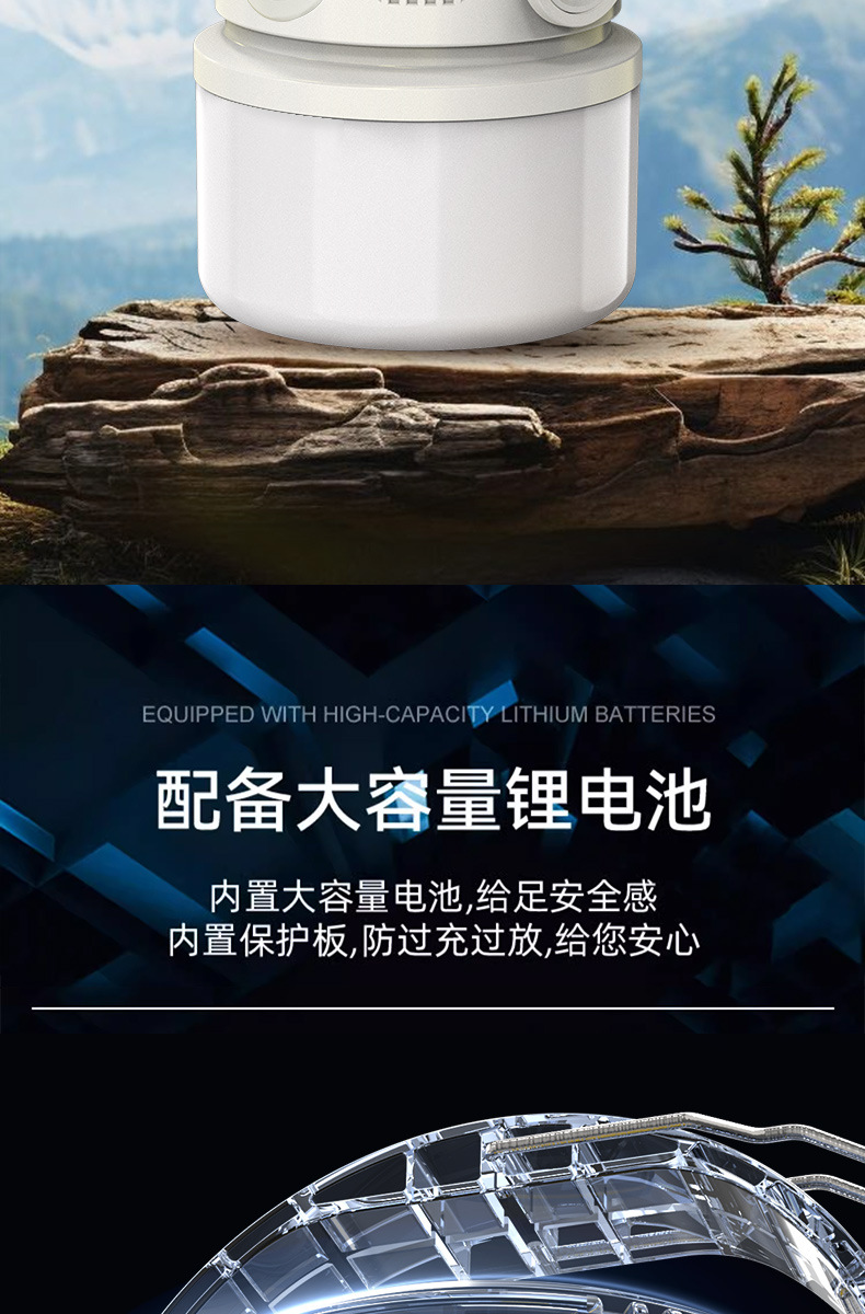 跨境爆款太阳能灯户外露营灯超长续航强光摆摊便携式充电照明灯营详情11